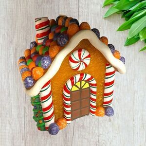 RARE VINTAGE LARGE CHRISTMAS GINGERBREAD HOUSE WAX CANDLE
